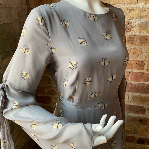 Topshop Light Blue Butterfly Dress w/ Bell Sleeves - Picture 2 of 10